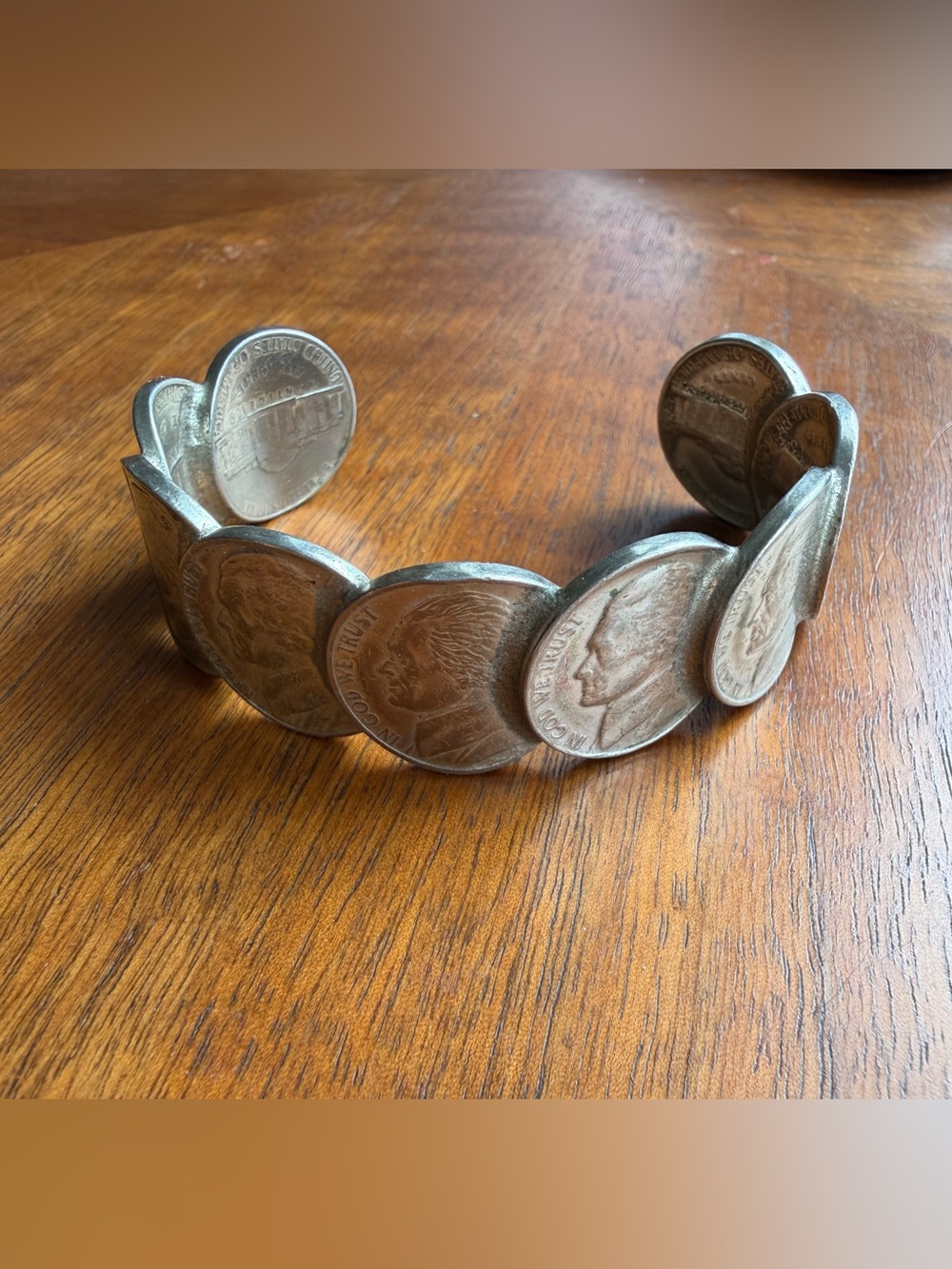 Artisan Vintage Jefferson 9 Nickels Cuff Bracelet